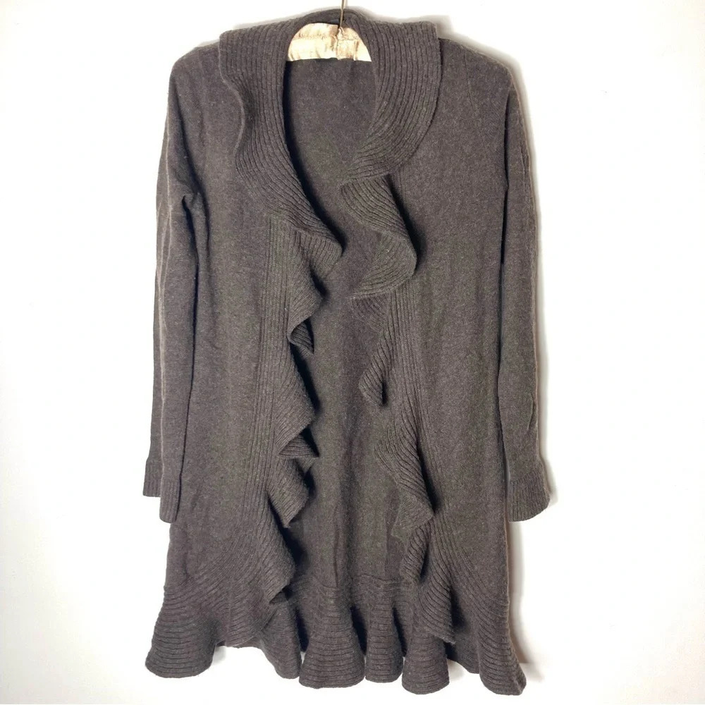 C by Bloomingdale’s‎ Wool Cashmere Cardigan Ruffled XS